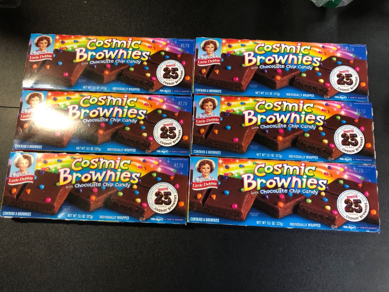 Photo 1 of 6 Box of Little Debbie Cosmic Brownies, 6 Individually Wrapped Brownies, 13.1 OZ Box 13.1 Ounce (Pack of 1) EXP 11/23/2024