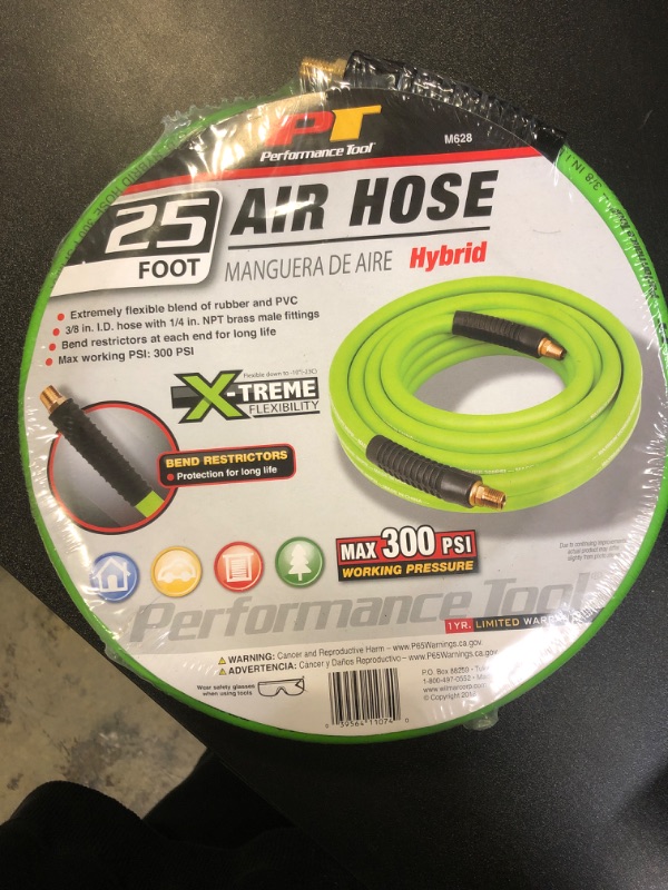 Photo 2 of Performance Tool M628 3/8-Inch x 25' Hybrid Air Hose - Flexible, Durable, and Kink-resistant Air Hose for Professional and DIY Use