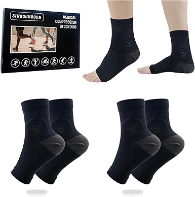 Photo 1 of 2 Pairs Mixed Colors Neuropathy Socks For Women & Men?Nano Neuropathy Socks?Diabetic Open Toe Foot Sleeves Elastic Sock?Compression Socks?Sleep Socks