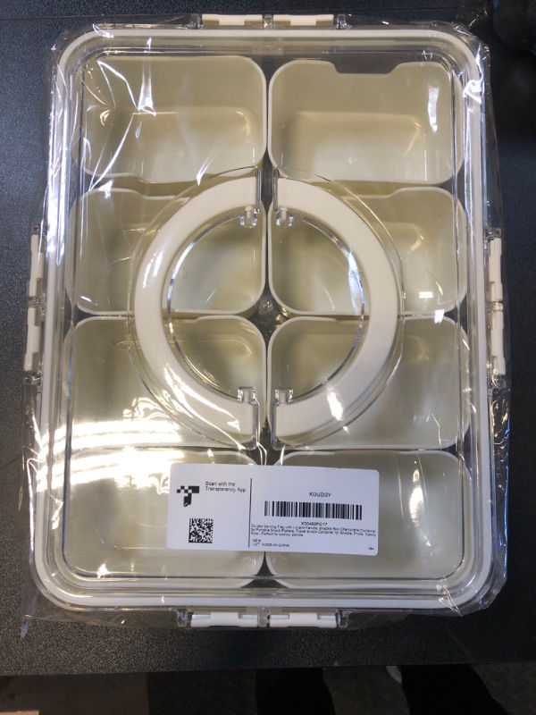 Photo 1 of Divided Snackle Box platters with Lid and Handle, Snack Box Charcuterie Container for Portable Snack Platters, Travel Snack Container for Snacks, Fruits, Candy, Nuts - Perfect for parties, picnics