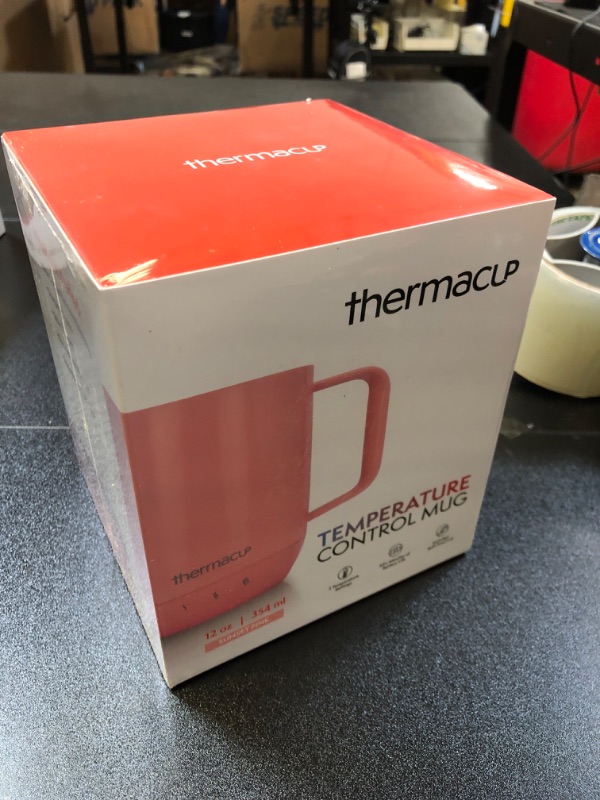 Photo 1 of Thermacup Self-Heating Temperature Controlled Coffee Mug with Lid, Led Electric Smart Cup, 3 Custom Heat Settings, Auto/Off Feature, Keeps Liquids Warm, Sip Smarter (Sunset Pink – 12 oz)