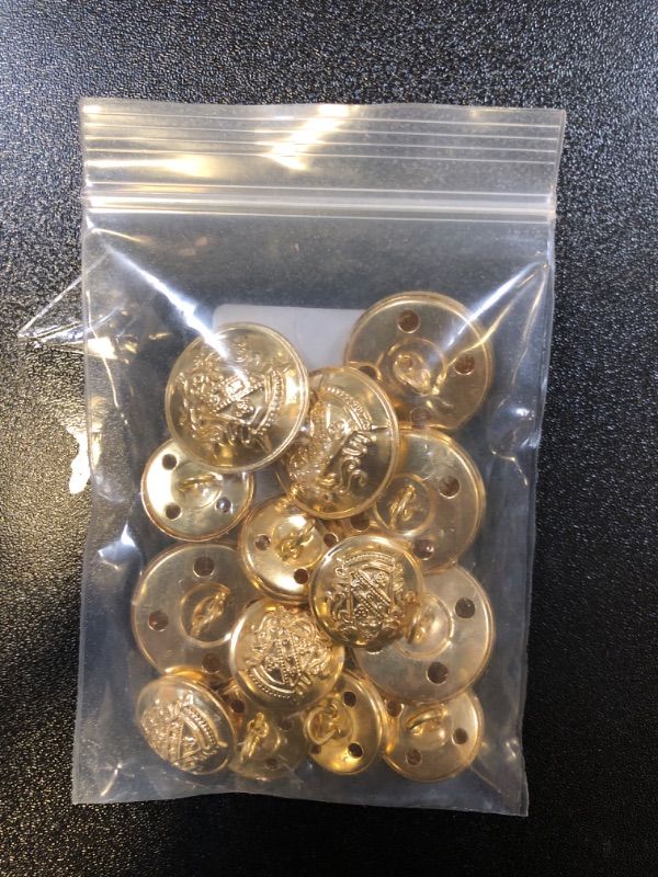 Photo 2 of 14 Piece Metal Blazer Button Set - for Blazer, Suits, Sport Coat, Uniform, Jacket (Gold)15mm 20mm