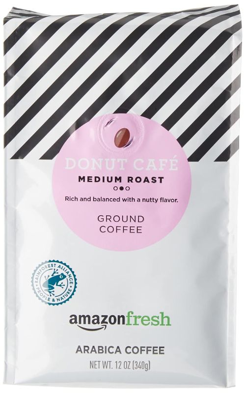 Photo 1 of AmazonFresh Donut Cafe Whole Bean Coffee, Medium Roast, 12 Ounce (Pack of 3)