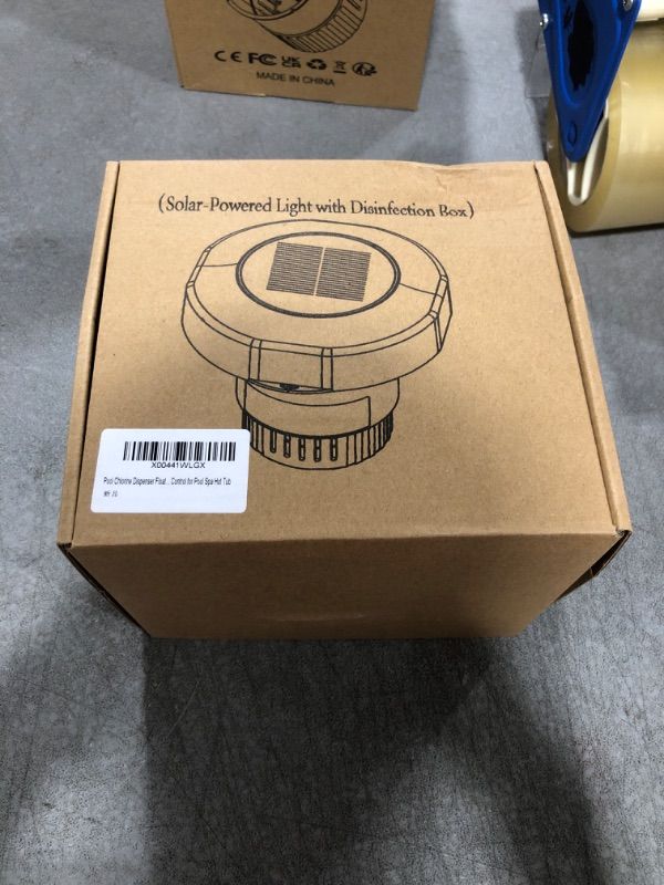 Photo 1 of Pool Chlorine Dispenser Floater for 3 Inch 4 Tablets with Solar Light and Digital Thermometer,Floating Swimming Pool Chlorine Dispenser with Remote Control for Pool Spa Hot Tub M with temp