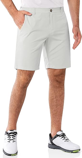 Photo 1 of 33,000ft Men's Golf Shorts 9" Dry Fit Stretch Golf Short UPF 50+ Lightweight Flat Front Golf Shorts with Pockets (Light Grey)
