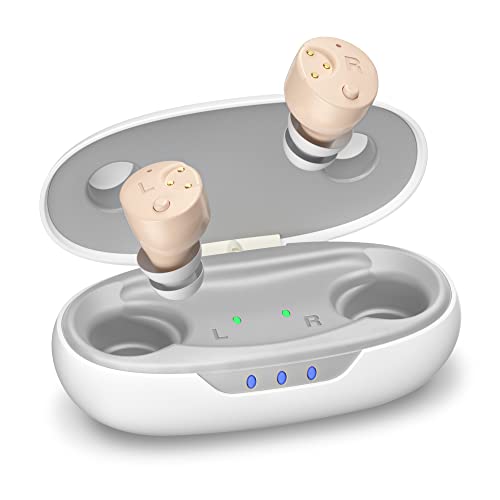 Photo 1 of Aimsumy 2024 Upgraded Hearing Aids for Seniors Rechargeable with Noise Cancelling - Nearly Invisible Digital Hearing Aid for Adults-Mild to Moderate Hearing Loss, Cream
