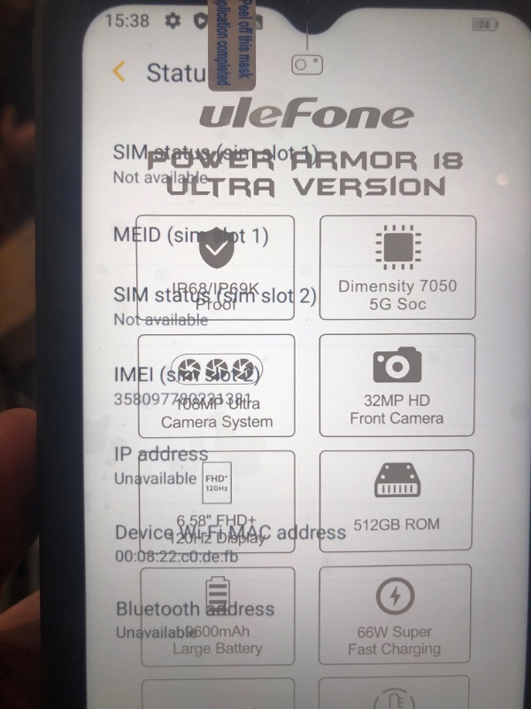 Photo 9 of Ulefone Power Armor 18T Ultra 5G Rugged Smartphone, 24GB+512GB, Thermal Image Camera, 108MP Camera, MTK Dimensity 7050, 9600mAh Battery, 6.58" Android 13, uSmart Expanded Connector Rugged Phone NFC