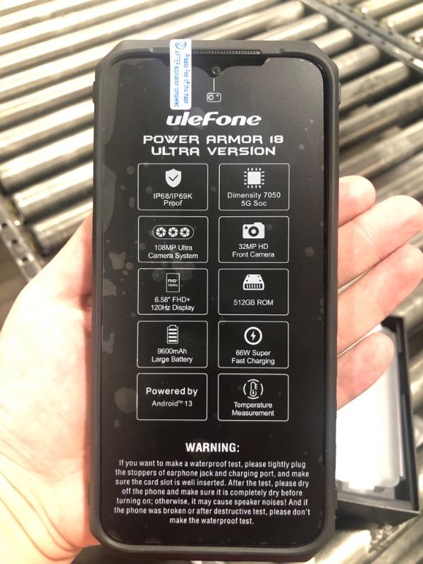 Photo 5 of Ulefone Power Armor 18T Ultra 5G Rugged Smartphone, 24GB+512GB, Thermal Image Camera, 108MP Camera, MTK Dimensity 7050, 9600mAh Battery, 6.58" Android 13, uSmart Expanded Connector Rugged Phone NFC