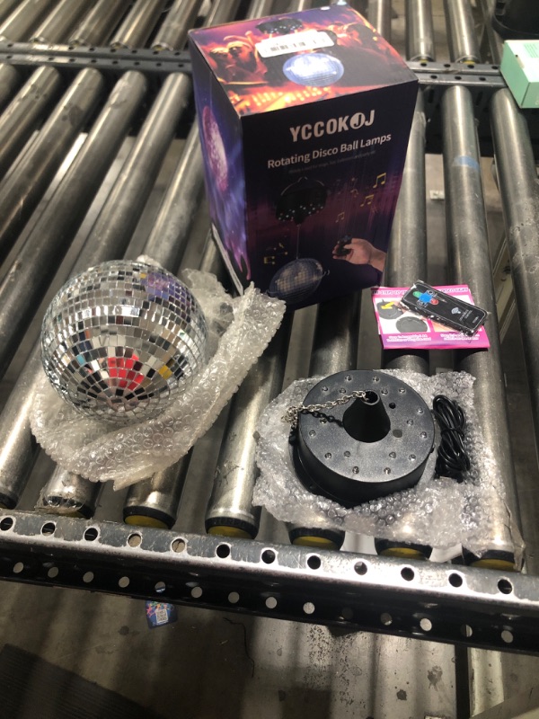 Photo 2 of 10 RPM Disco Ball with Motor and Mirror Ball — Plug/Battery Powered Disco Ball Light with 4 Color Lights,18 LED Beads and Mirror Ball, Christmas Party, Back to 70s Theme Party Supplies