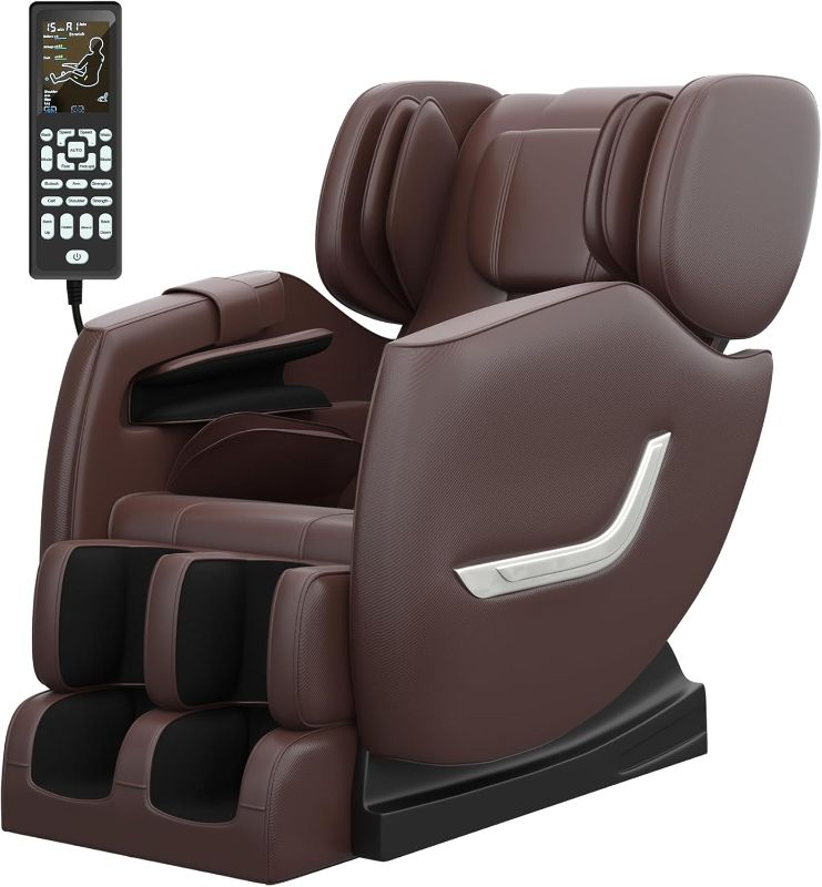 Photo 1 of 2024 Massage Chair, Full Body Zero Gravity Massage Chair with 8 Fixed Massage Rollers, 6 Auto Modes, Waist Heated, Bluetooth Speaker, Brown
