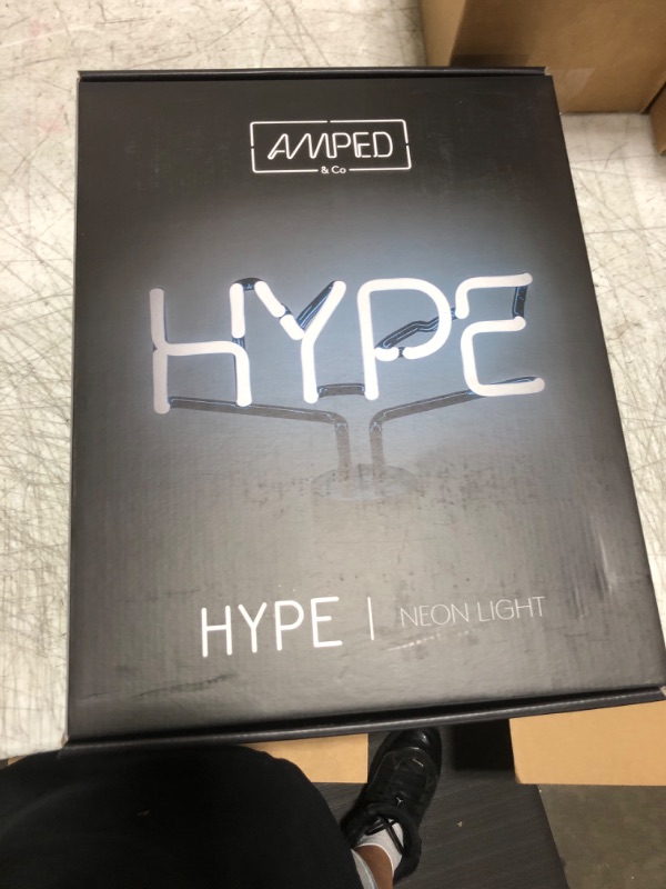 Photo 3 of Amped & Co HYPE Real Neon Light Novelty Desk Lamp, Large 9.6x8.3", White Glow