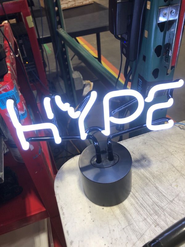 Photo 2 of Amped & Co HYPE Real Neon Light Novelty Desk Lamp, Large 9.6x8.3", White Glow