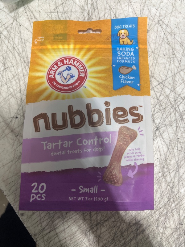 Photo 2 of Arm & Hammer For Pets Nubbies Dental Treats for Dogs | Dental Chews Fight Bad Breath, Plaque & Tartar without Brushing | Baking Soda Enhanced Chicken Flavor Dog Treats, 20 Pcs (Packaging may vary)