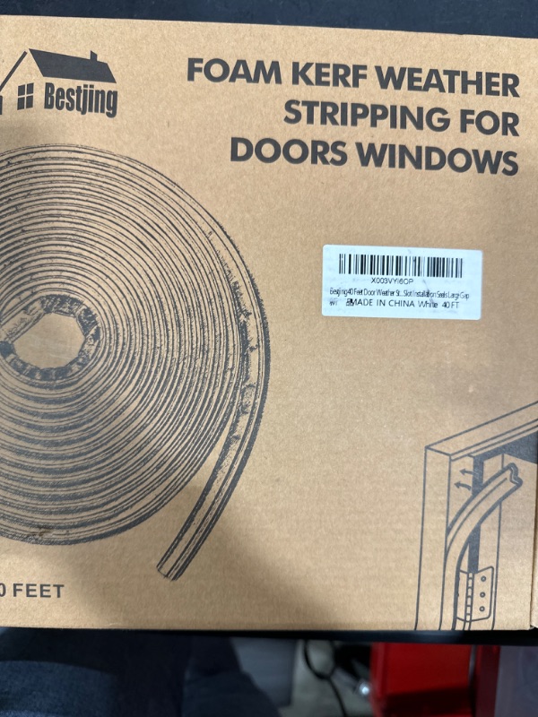 Photo 2 of Bestjing 40 Feet Door Weather Stripping Soundproof Door Seal Strip V Shaped Foam Kerf - Weatherstripping Seal Strip for Exterior Doors Windows - Card Slot Installation Seals Large Gap