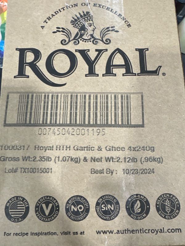 Photo 2 of Authentic Royal - Ready To Heat Rice - Garlic & Ghee, 4 Count
