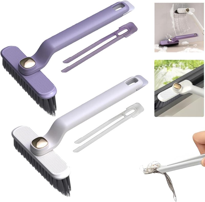 Photo 1 of 2 Pack Multi-Function Rotating Crevice Cleaning Brush 2024 New 360 Degree Rotating No Dead Corners Hard Bristle Crevice Gap Brush Tool for Bathroom Household Kitchen
