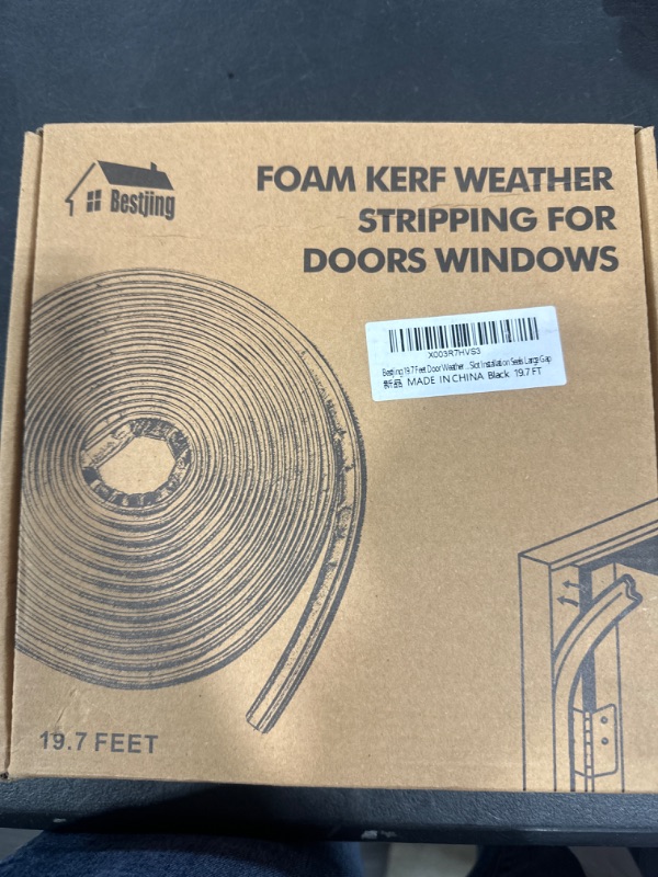 Photo 2 of Bestjing 19.7 Feet Door Weather Stripping Door Frame Soundproof Seal Strip - V-Shaped Q Foam Kerf Weatherstripping Seal Strip for Doors Windows, Card Slot Installation Seals Large Gap