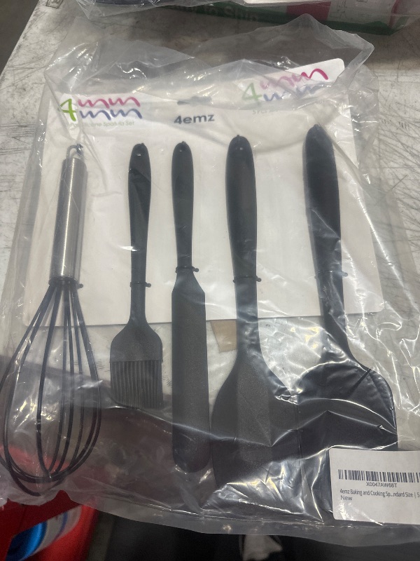 Photo 2 of 4emz Baking Spatula Set | Food Grade Silicone | One Piece Design | Red and Black | Standard Size | 5 Pcs (Black)