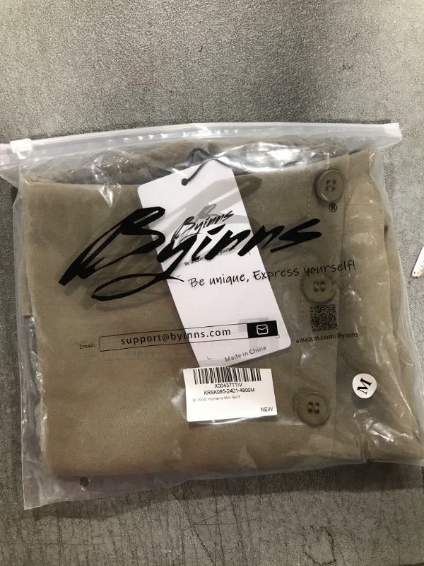 Photo 1 of Byinns Women's Mini Skirts High Waisted Casual A Line Button Up Asymmetrical Split Hem Zip Back Workwear Short Skirt Army Green SIZE--M