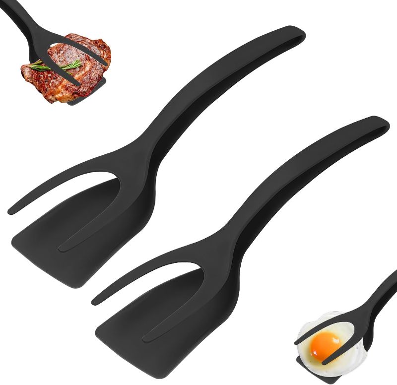 Photo 1 of 2 in 1 Grip and Flip Spatula Tongs, 2 in 1 Spatula and Tongs, Egg Flipper Spatula, Pancake Fish French Toast Omelet Making for Home Kitchen Cooking Tool (2PCS)
