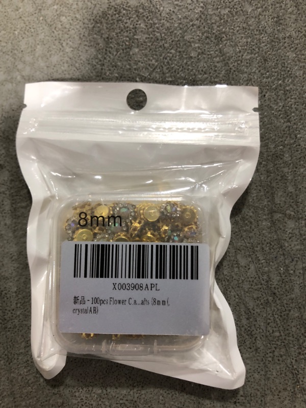 Photo 2 of 100pcs Flower Claw Cup Rhinestones Gold Flatback Base Shiny Crystals Stones Beads Strass Sew On Rhinestones for Clothing Garment Crafts (8mm(, crystalAB)