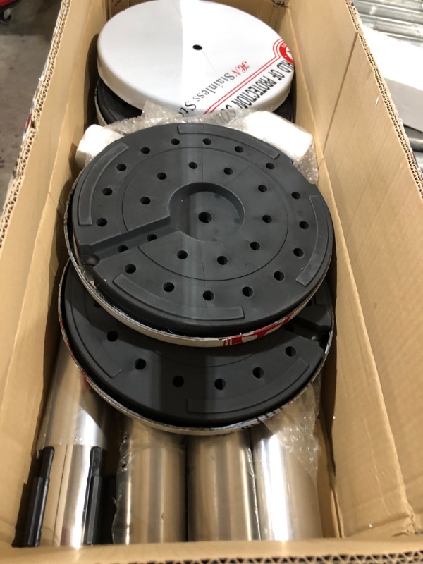 Photo 1 of Ferraycle Set of 4 Stainless Steel Stanchions with Retractable Belt Barrier 6.6 ft Crowd Control Ropes and Poles Rope Safety Barriers Stanchion Post Stanchion Rope Line Dividers Queue Line Pole