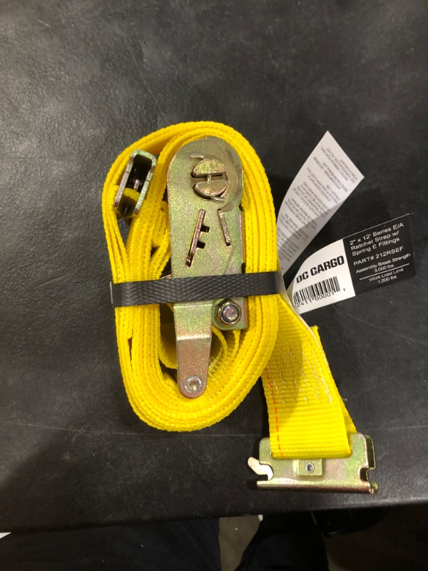 Photo 2 of 2" x 12' E Track Ratchet Strap Tie Down, Yellow