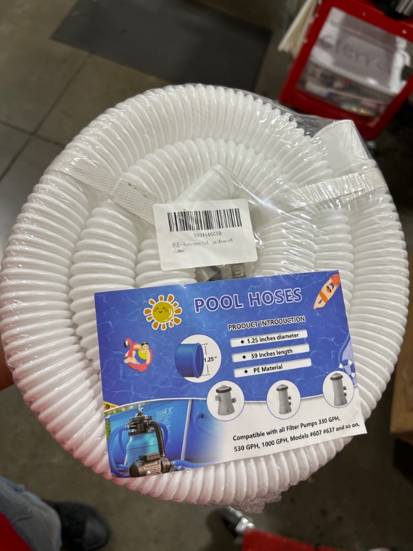 Photo 2 of 1.25 inch Replacement Pool Hose 59” Long For Above Ground Pools - Filter Pump Hose Bundled With Metal Clamps (4 hoses+8 clamps)