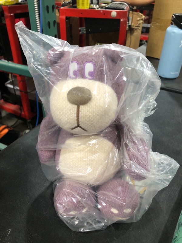 Photo 2 of  13" Hansbear Stuffed Animal Toy, Knitted Plush Bear, Purple