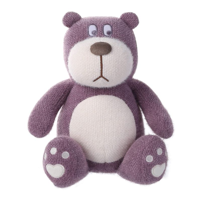 Photo 1 of  13" Hansbear Stuffed Animal Toy, Knitted Plush Bear, Purple