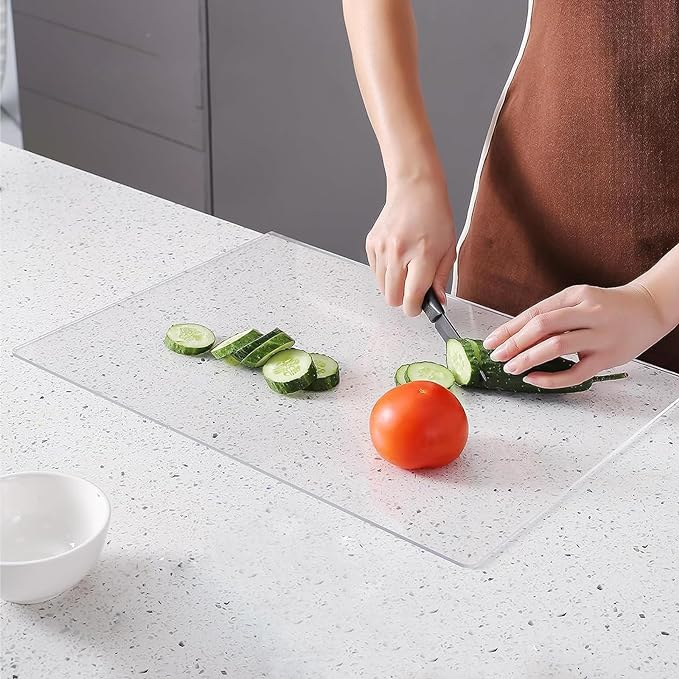 Photo 1 of Abrihome Acrylic Cutting Board with Counter Lip, Clear Non slip Acrylic Cutting Board for Kitchen Countertop Protection(12.8"X16.7") 