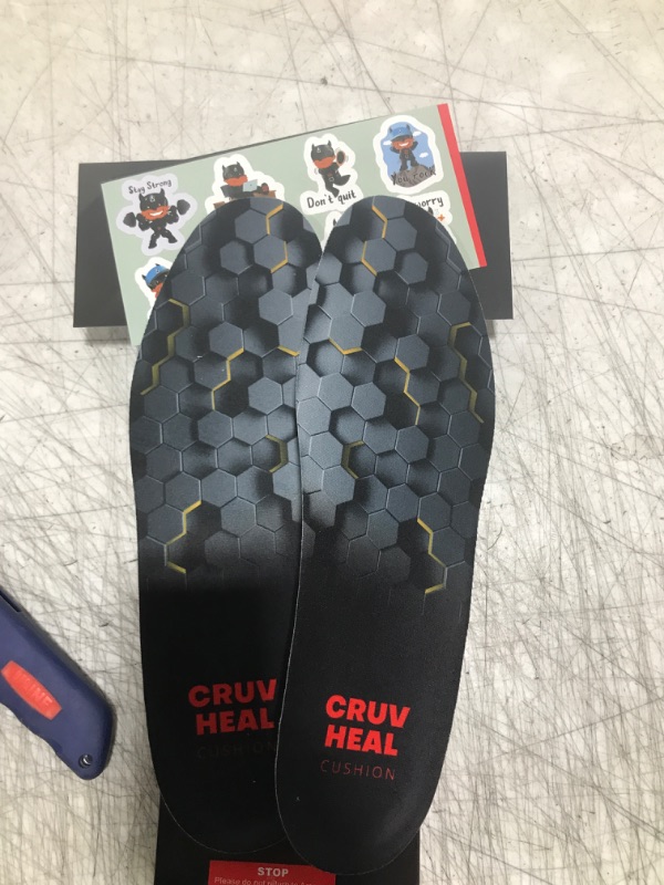 Photo 3 of (New) Work Comfort Orthotic Insoles - Anti Fatigue Shoe Insert Men Women - Low Arch Support - Shock Absorption - Foot Pain Relief - Work Boot Insoles (Black Hexagons, M)