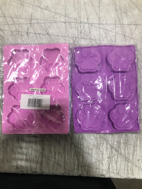 Photo 2 of 2-SET OF 3 PACK X Mini Silicone DOG Pet Animal Paw Print Ice Cube Bone Chocolate Soap Candle Tray Mold Party maker (Dog Paw)