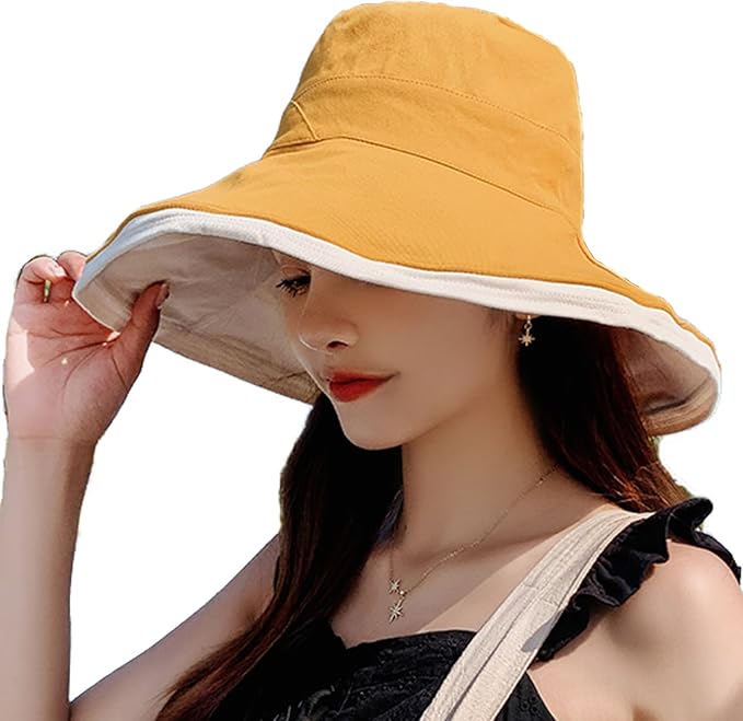 Photo 1 of 7" Women's Wide Brim Sun Hat, Large Foldable UV Protective Sun Hat, can be worn on both sides One Size