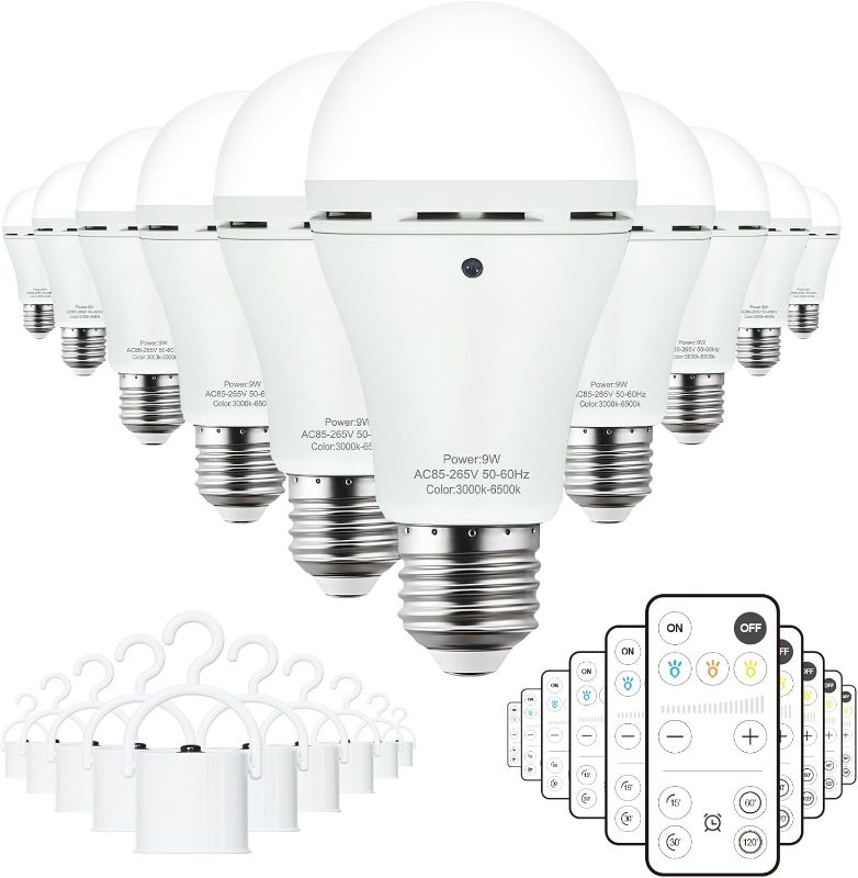 Photo 2 of  Omni Rechargeable Light Bulbs, Battery Powered Emergency LED Light Bulb 3 Color Shift Dimmable 120 Volt 9W (6 pack)