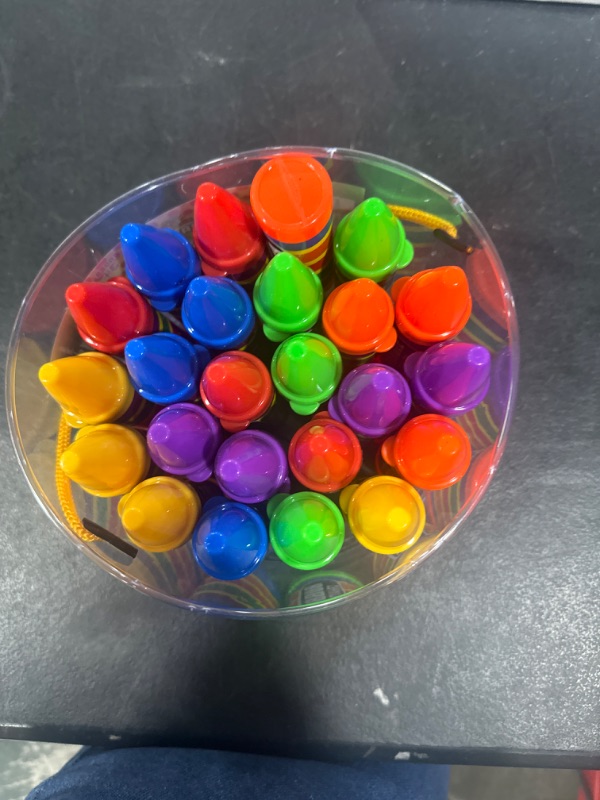 Photo 1 of Crayon Bubble Wands for Kids Party Pack, 24 Pc Set, 6 Assorted Colors with Long Dip Sticks and Non-Toxic Solution for Large Bubble Blowing Fun, Birthday Party Favors