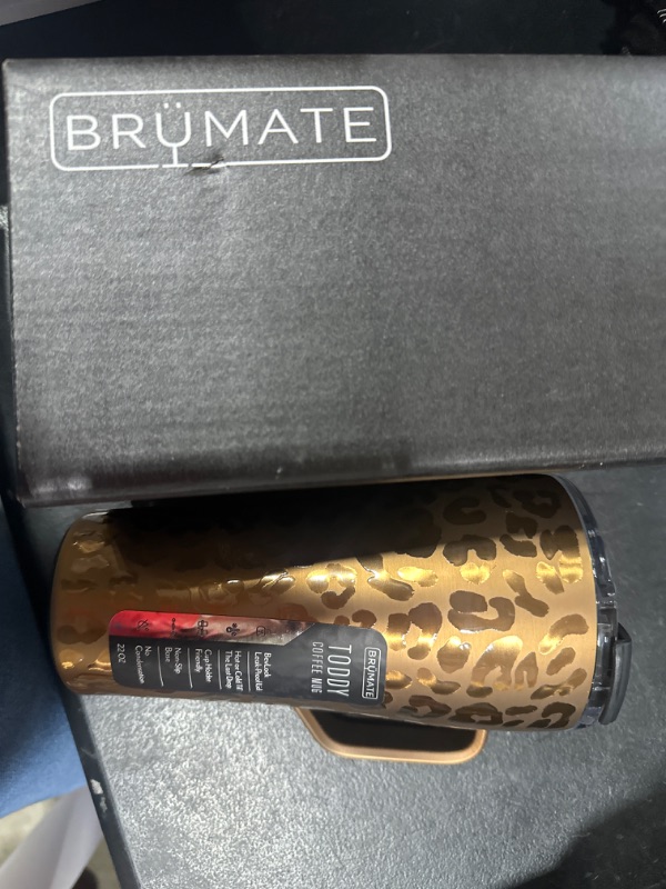 Photo 3 of BrüMate Toddy 22oz 100% Leak Proof Insulated Coffee Mug with Handle & Lid - Stainless Steel Coffee Travel Mug - Double Walled Coffee Cup (Gold Leopard)