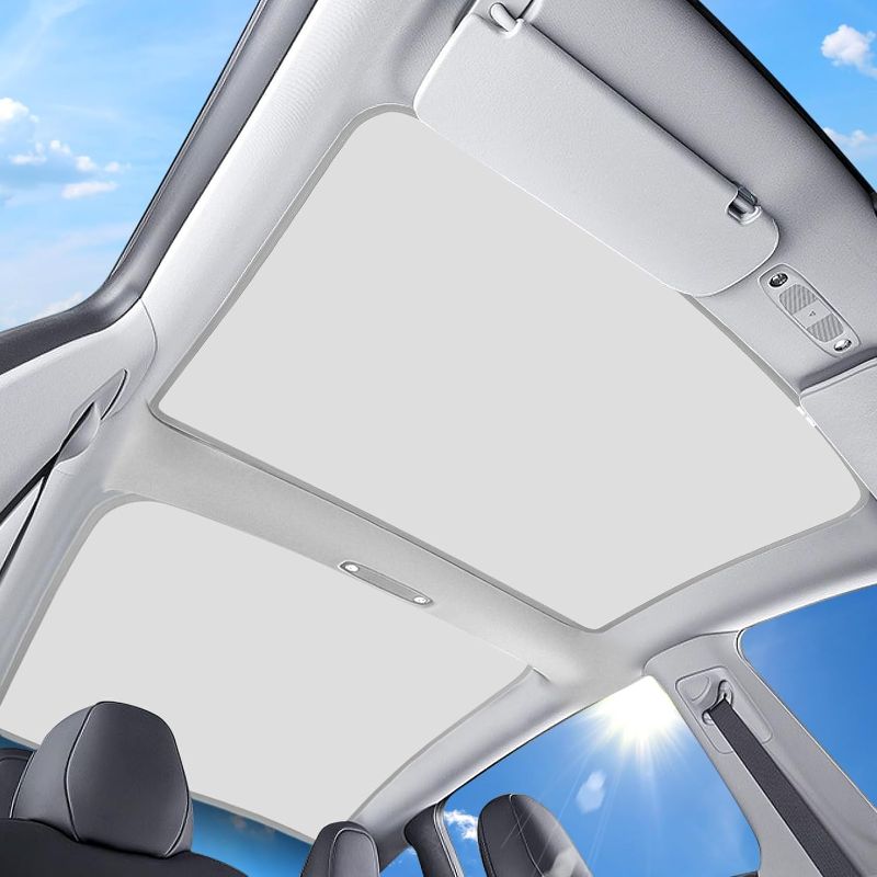 Photo 1 of 2024 Upgraded Roof Sunshade for Tesla Model 3 Accessories 2024 Visor Sunroof Sun Shade UV Reflector Reflective Covers Block Harmful UV Rays Glare White