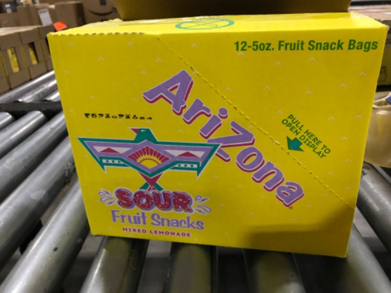 Photo 1 of AriZona Sour Lemonade Fruit Snacks - NEW - 5 Ounce Bags (Pack of 12) - Gluten Free - Gummy Chews exp 10-20-2024 