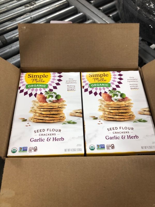 Photo 2 of (6 Pack) Simple Mills Gluten Free Garlic & Herb Seed Cracker 4.25 Oz
