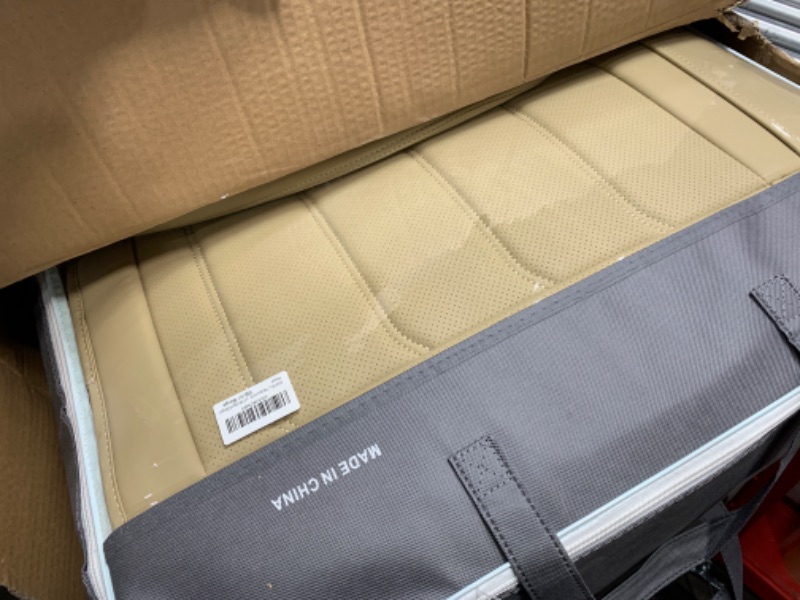 Photo 2 of ***STOCK PHOTO REFERENCE ONLY, COLOR IS DARKER***
Huidasource Upgrade Car Seat Covers for Tesla Model 3, Full Coverage Leather Seat Cushion Cover Fit for Tesla Model 3 2017-2022 All Trims Standard/Mid/Long Range, Performance, Base(Full Set/Cream)