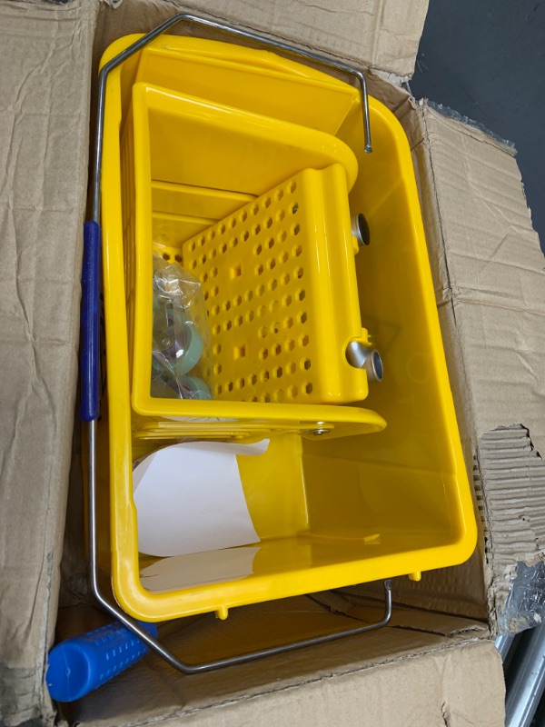 Photo 2 of **BUCKET ONLY** Mind Reader MOPT20-YLW Professional Commercial Wringer Mop Bucket, 22 Quart, Yellow