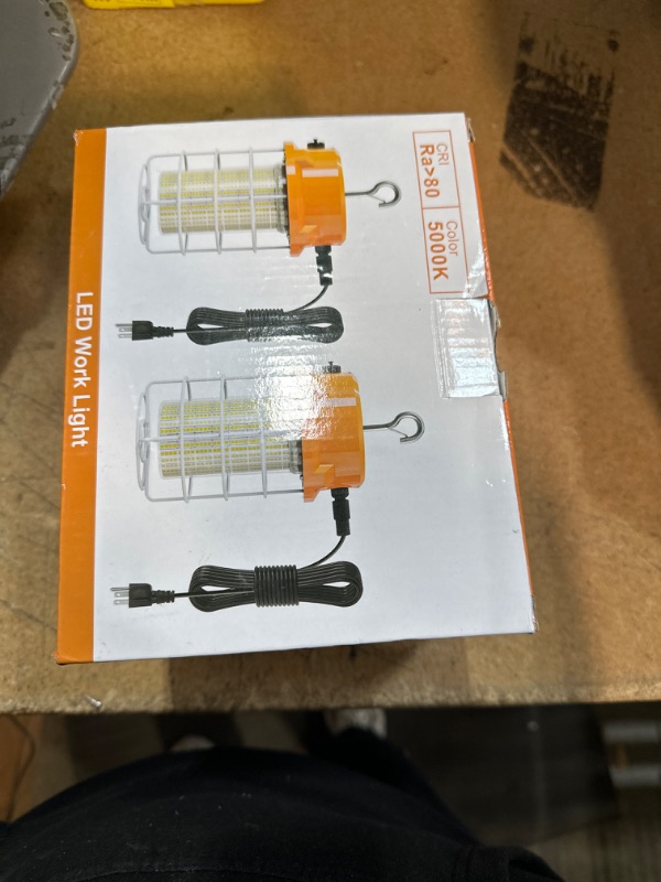 Photo 1 of 80W LED Temporary Work Light 12000Lm 5000K Construction Lights Led Work Light IP67 Dust Waterproof Portable Lights with Stainless Steel Guard Hook for Mine Wharf Job Site Garage Factory Lighting