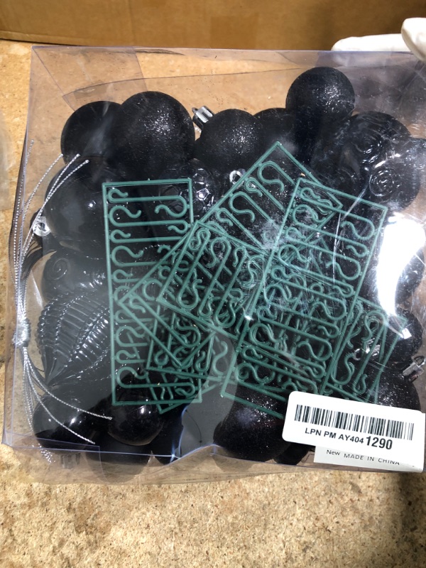 Photo 2 of 52-Pack Shatterproof Black Christmas Tree Ornaments and Star Topper - For Holiday Decor