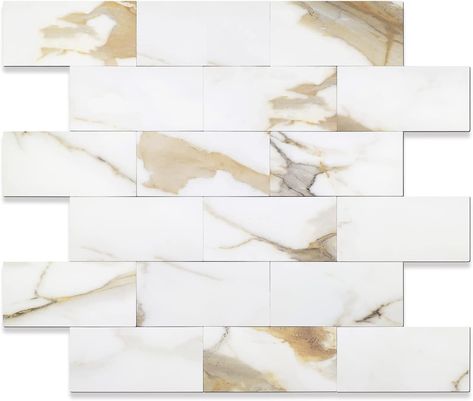 Photo 1 of 2''x4'' Subway Peel and Stick Tiles Sheeted - Calacatta Gold Marble
About Subway Backsplash:Transform your space into a sophisticated haven with our Subway Tile Peel and Stick Backsplash. Experience the ease and elegance of a quick installation, without s