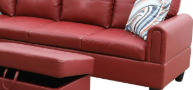 Photo 4 of **SEE NOTES** Red Sectional Couch Part for Living Room, 97" W Faux Leather Couch with Storage Ottoman, Leather Sofa Red Couches, Modular Sectional Sofa, Modular Sectional Couch for Living Room Furniture Sets, Red