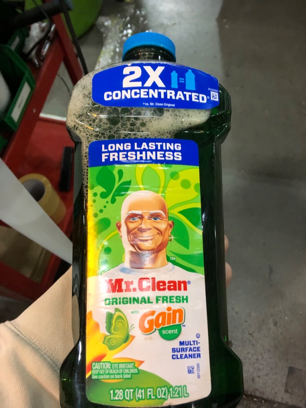 Photo 1 of Mr. Clean All Purpose Cleaner, Floor Cleaner for Mopping Home, Bathroom, & Kitchen, Cleaning Liquid for Mop & Bucket, Cleaning Supplies, Multi-Surface Dilutable, Gain, 41oz