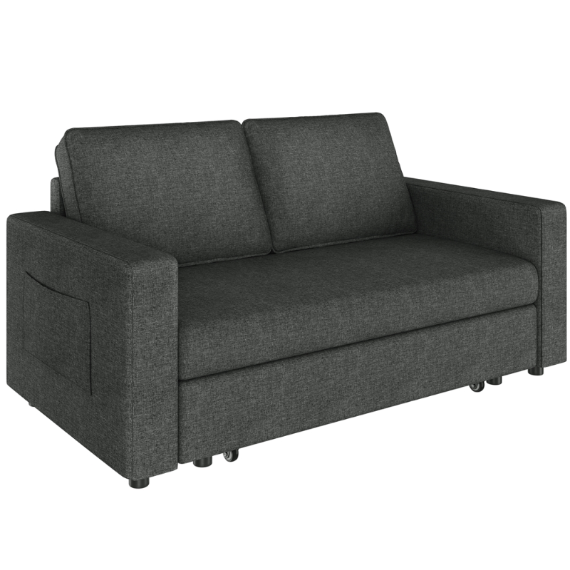 Photo 1 of ***photo for reference only***Alden Design Convertible Loveseat Sofa with Pull-Out Trundle Bed for Livingroom, Dark Gray
