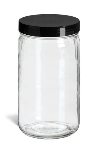 Photo 1 of 24 ct glass jars black lids