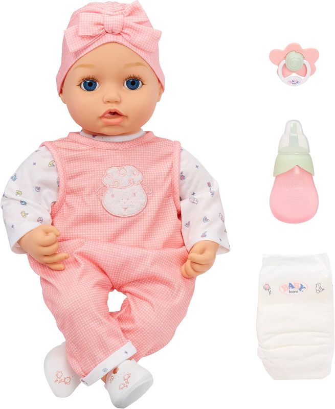 Photo 1 of ** No baby bottle **Baby Born My Real Baby Doll Annabell - Blue Eyes: Realistic Soft-Bodied Baby Doll Ages 3 & Up, Sound Effects, Drinks & Wets, Mouth Moves, Cries Real Tears, Eyes Open & Close, Pacifier